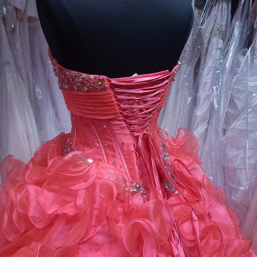 Coral Ruffle Ballgown - Picture 6 of 8